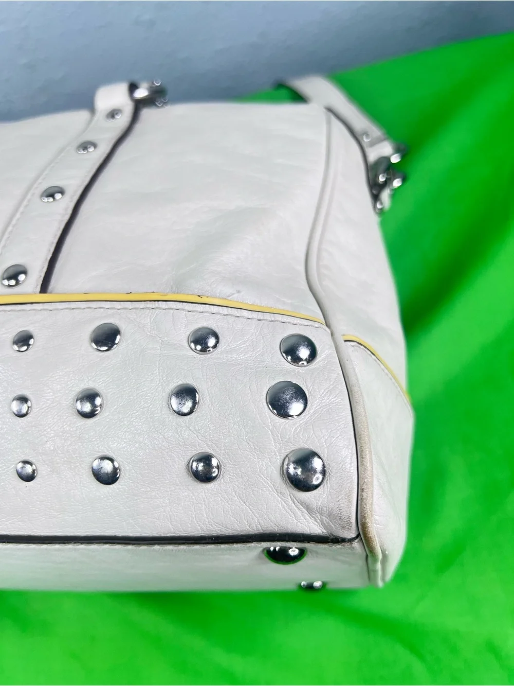 Coach Studded White Leather Satchel Crossbody Bag Y2K Vintage